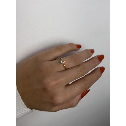 ANEL REGULÁVEL ARO LISO CENTRO CRISTAL ZIRCÔNIA 6MM | BANHADO EM
