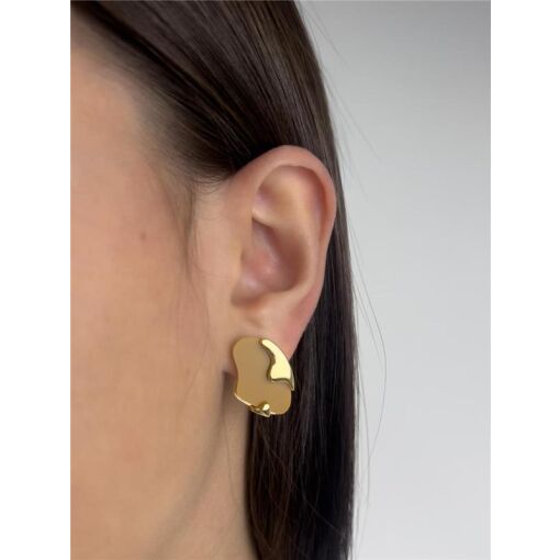 BRINCO ORGÂNICO MADREPÉROLA REDOR ARO LISO | BANHADO EM OURO 18K