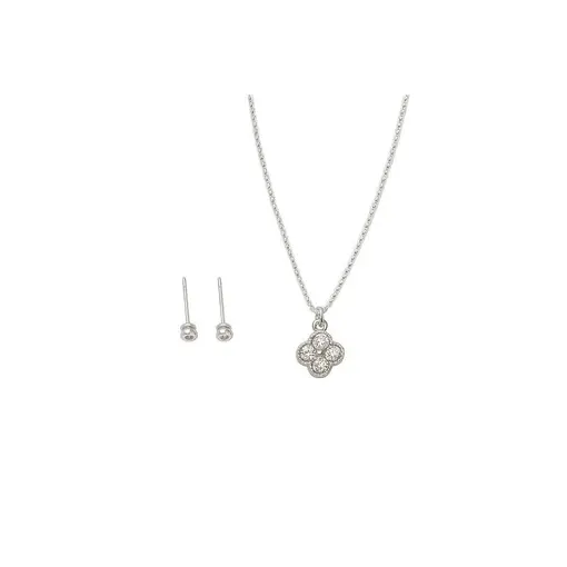 CONJUNTO COLAR VENEZIANA PG FLOR CRISTAL/ BRINCO PONTO DE LUZ 3M