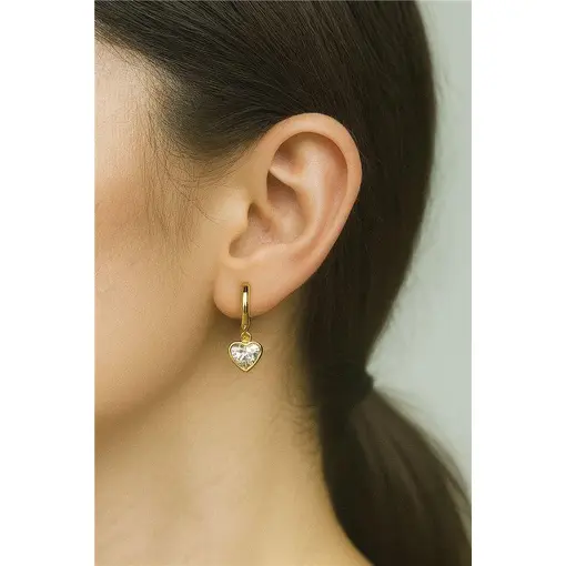 ARGOLA  LISA PG 9MM CORAÇÃO CRISTAL | BANHADO EM OURO 18K