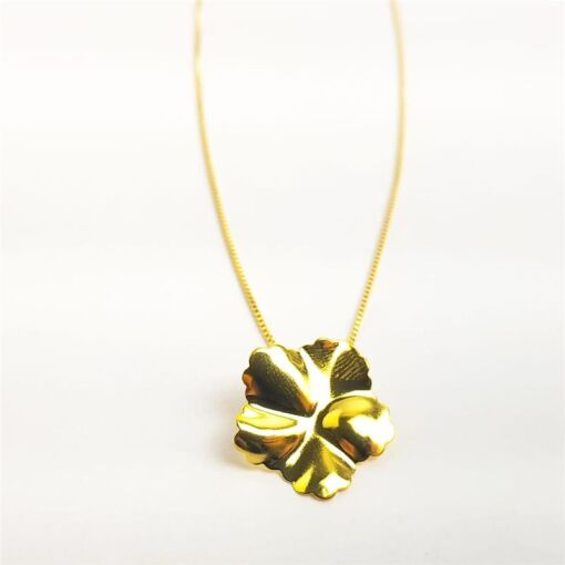 COLAR VENEZIANA PG FLOR LISA AMASSADA | BANHADO EM OURO 18K