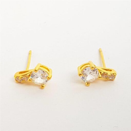 BRINCO FILETE CRAVEJADO COM PONTO DE LUZ |1CM|BANHADO EM OURO 18