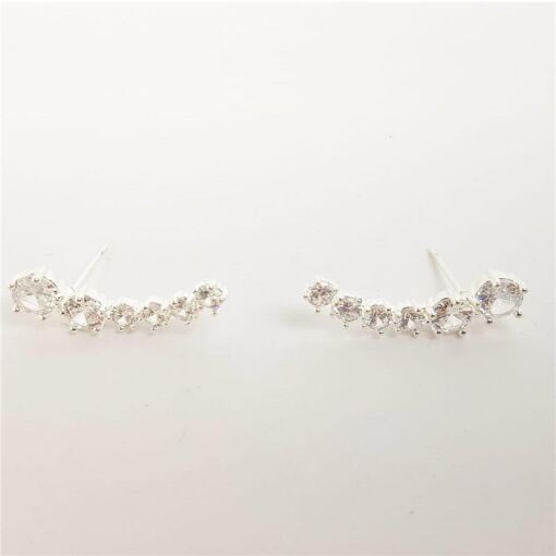 BRINCO EAR CUFF 6 ZIRCÔNIAS CRISTAIS | 2,3CM|BANHO DE PRATA