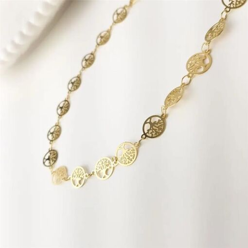 CHOKER MEDALHAS DE ARVORE DA VIDA VAZADA |36+5CM| BANHADO EM OUR