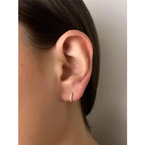 ARGOLA 9MM LISA FRENTE EM ZIRCÔNIA CRISTAL |  BANHADO EM OURO 18