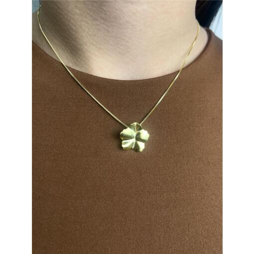 COLAR VENEZIANA PG FLOR LISA AMASSADA | BANHADO EM OURO 18K