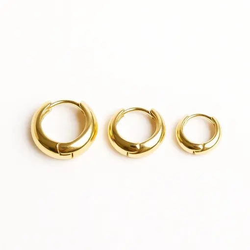 TRIO ARGOLA ARO LISO FRENTE EM GOTA | BANHADO EM OURO 18K