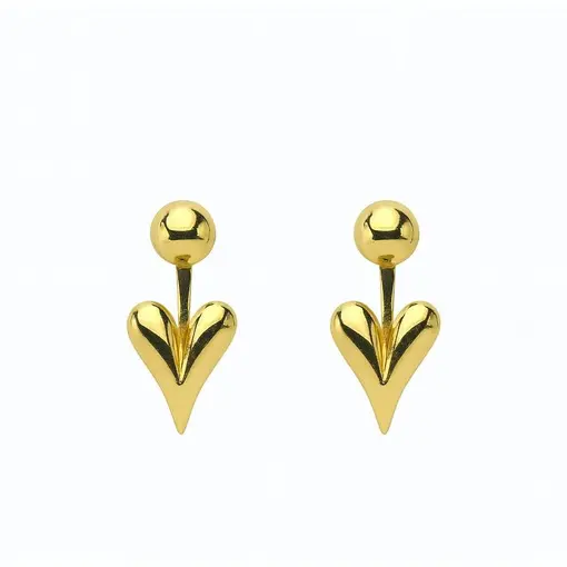BRINCO ESFERA LISA 5MM PENDENTE  CORAÇÃO  LISO | BANHADO EM OURO