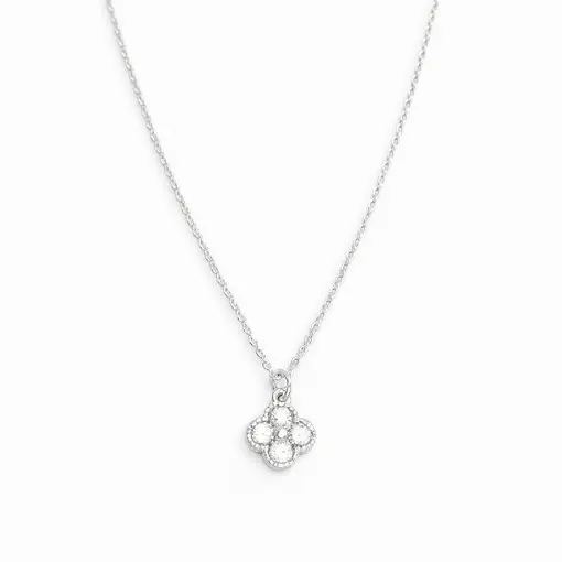 COLAR ELO CADEADO FINO PINGENTE 1CM TREVO ZIRCÔNIA CRISTAL | BAN