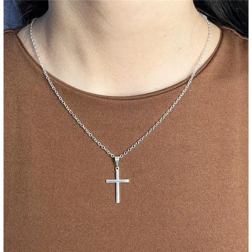 COLAR ELO BAILARINA PINGENTE CRUZ LISA DETALHES TEXTURIZADO | BA