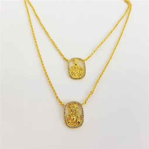 ESCAPULÁRIO ELO PORTUGUÊS PLACA SAGRADO CORAÇÃO DE JESUS/ NOSSA