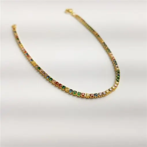 PULSEIRA RIVIEIRA 2MM EM ZIRCÔNIA CRISTAL COLORIDO | BANHADO EM