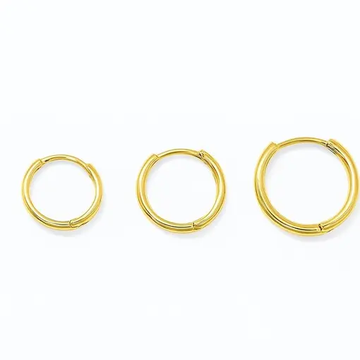 TRIO ARGOLA ARO FONO LISO | BANHADO EM OURO 18K