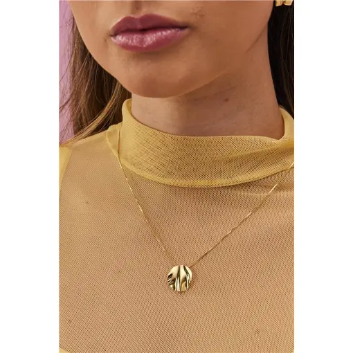 COLAR VENEZIANA PG ARREDONDADO AMASSADO | BANHADO EM OURO 18K