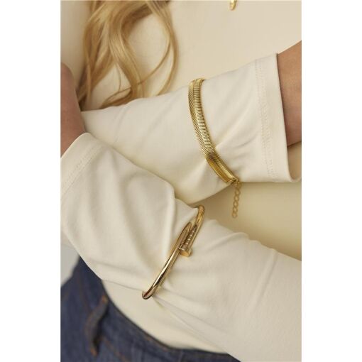 BRACELE ARO LISO ENTRELAÇADO PREGO COM ENCAIXE | BANHADO EM OURO