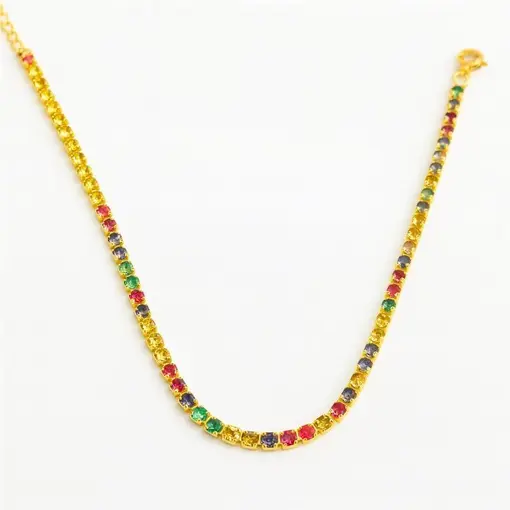 PULSEIRA RIVIEIRA COLORIDA 2MM | BANHADO EM OURO 18K