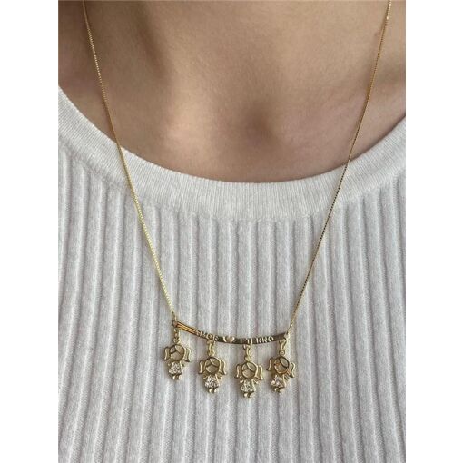 COLAR CANGA ESCRITO AMOR ETERNO 4 FILHOS | BANHADO EM OURO 18K