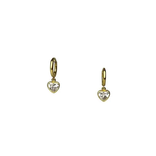 ARGOLA  LISA PG 9MM CORAÇÃO CRISTAL | BANHADO EM OURO 18K