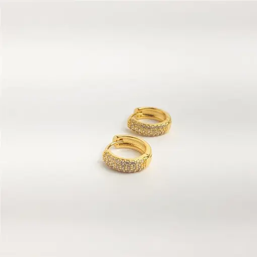 ARGOLA FRENTE CRAVEJADO  VERSO ARO LISO 3MM | BANHADO EM OURO 18