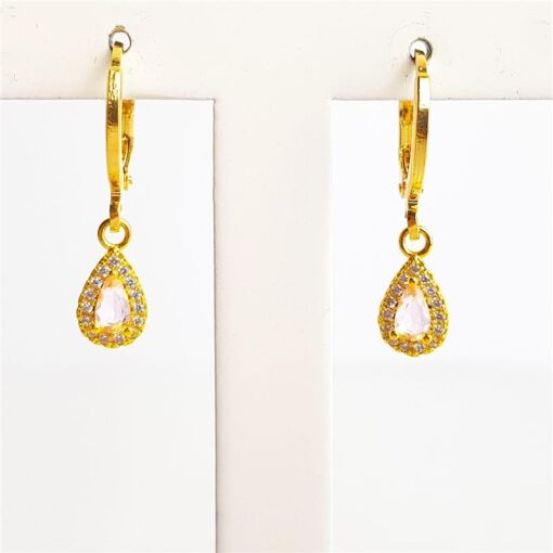 ARGOLA COM PINGENTE GOTA REDOR CRAVEJADO | 9MM | BANHADO EM OURO