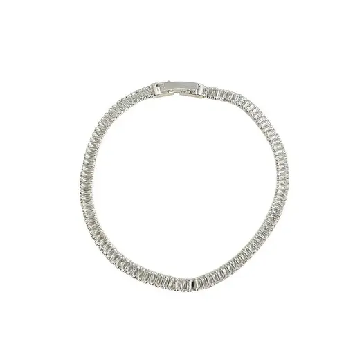 PULSEIRA RIVIEIRA EM CRISTAL BAGUETES 4MM | BANHO DE PRATA