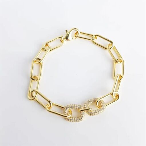 PULSEIRA ELOS CARTIER 2 ELOS QUADRADOS CRAV| 19,5CM|BANHADO EM O