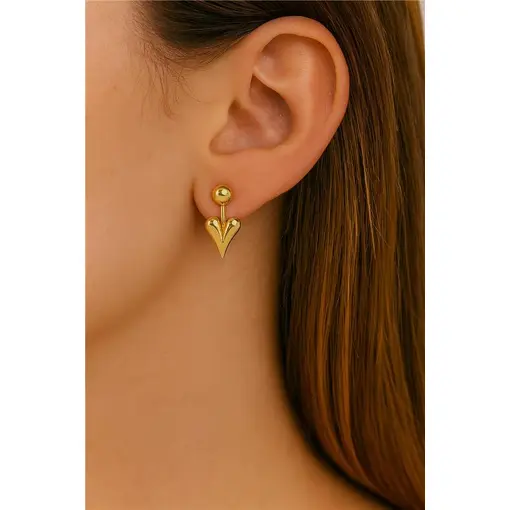 BRINCO ESFERA LISA 5MM PENDENTE  CORAÇÃO  LISO | BANHADO EM OURO