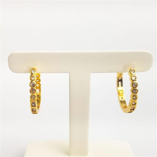 ARGOLA ARO EM BAGUETE CRISTAL/ ZIRCÔNIA CRISTAL | BANHADO EM OUR