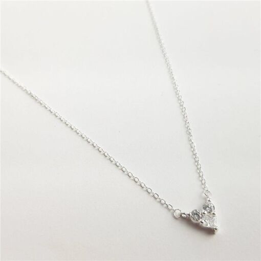 COLAR  MINI ELO BAILARINA CORAÇÃO CRISTAL|40+5CM| PRATA 925