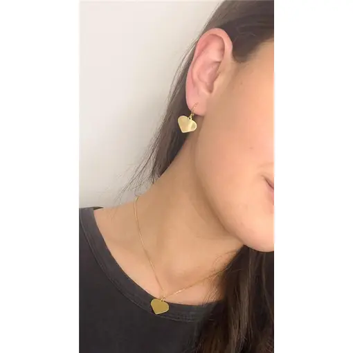 CONJUNTO VENEZIANA PG CORAÇÃO CHAPA LISA | BANHADO EM OURO 18K