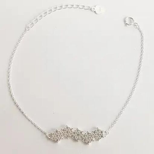 PULSEIRA  MINI ELO  PG 5 FLORES CRAV|16+5 CM| PRATA.925