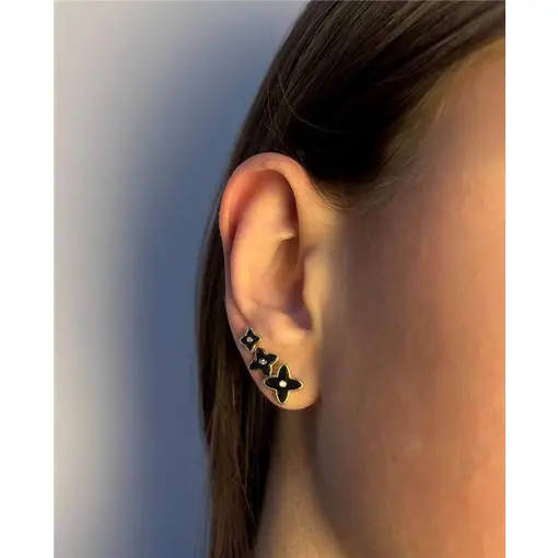 TRIO TREVO MADREPÉROLA  PONTUDO EM `X` COM ZIRCÔNIA CRISTAL CENT