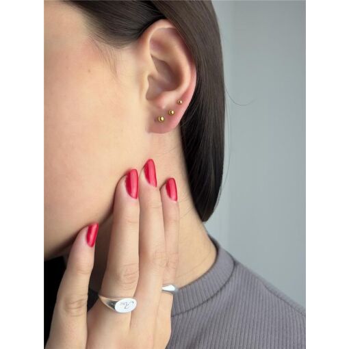 BRINCO TRIO ESFERA LISA | BANHADO EM OURO 18K