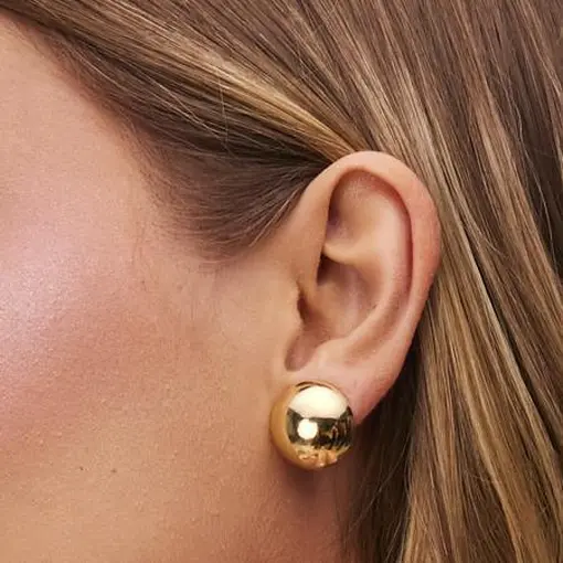 BRINCO 1,8CM MEIA ESFERA LISA | BANHADO EM .OURO 18K