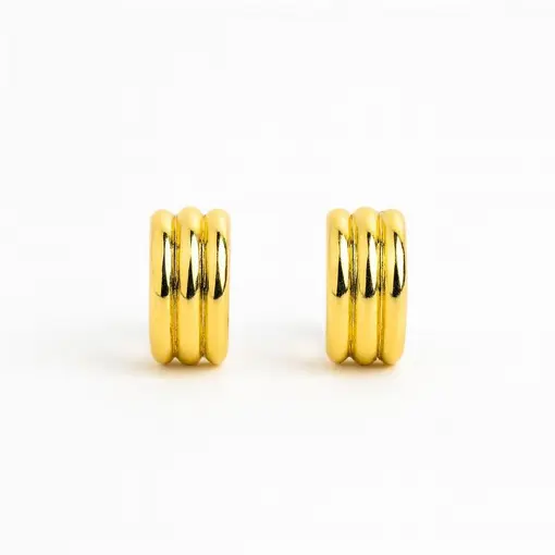 ARGOLA LISA DETALHES EM 3 LINHAS | BANHADO EM OURO 18K