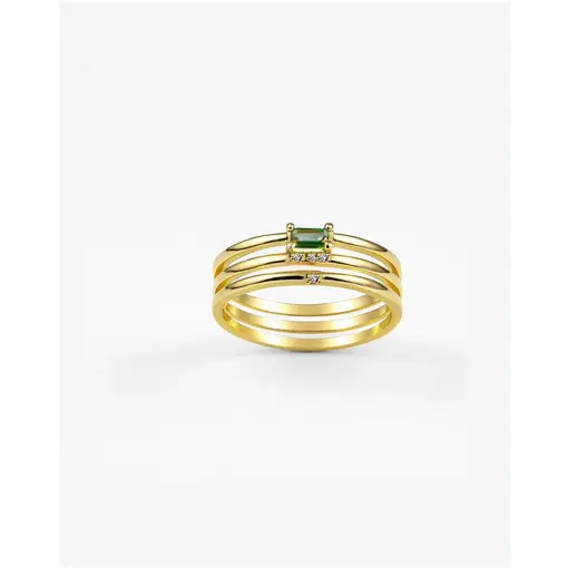 ANEL ARO TRIPLO 4 ZIRCÔNIA 1 ZIRCÔNIA RETANGULAR VERDE ÁGUA | BA