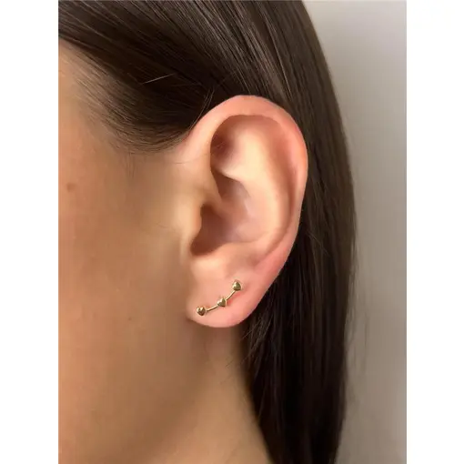 BRINCO LISO COM 3 MINI CORAÇÕES CHAPA LISA | BANHADO EM OURO 18K