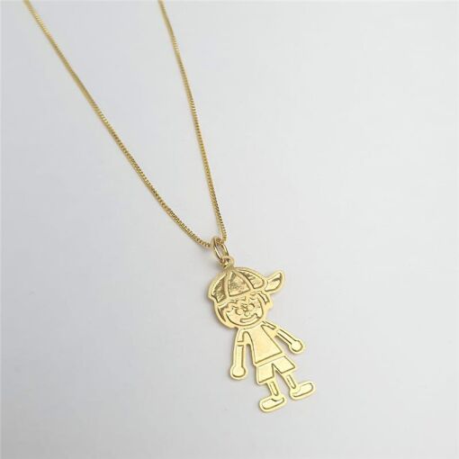 COLAR VENEZIANA COM PG MENINO CHAPA LISO | BANHADO EM OURO 18K