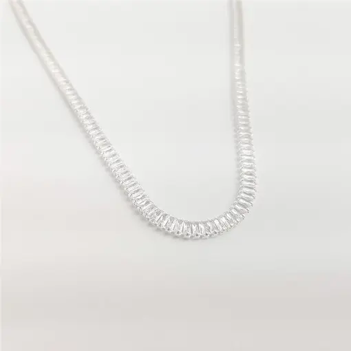 COLAR RIVIEIRA EM CRISTAIS BAGUETES 4MM | BANHO DE PRATA