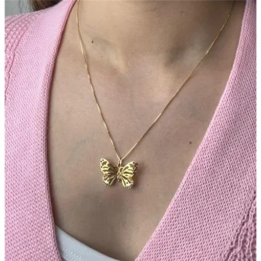 COLAR VENEZIANA PG 1,8CM BORBOLETA VAZADA COM CRISTAIS COLORIDOS