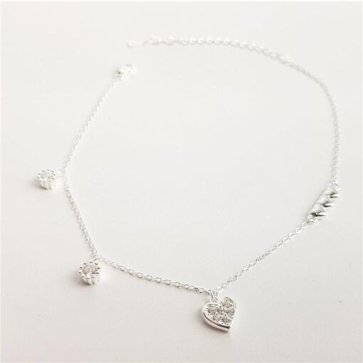 TORNOZELEIRA  MINI ELO BAILARINA 2 PONTOS  LUZ/CORAÇÃO CRAVEJADO
