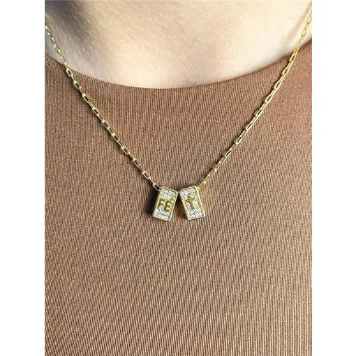 COLAR ELO CARTIER COM 2 PINGENTES PASSADOR CRAVEJADO CENTRO CRUZ