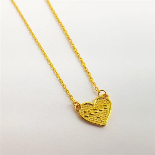 COLAR ELO CADEADO FINO PG CORAÇÃO JESUS | BANHADO EM OURO 18K