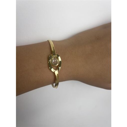 PULSEIRA FITA 4MM FORMA ORGÂNICA VAZADA CENTRO CRISTAL OVAL | BA