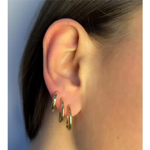 TRIO ARGOLA ARO FONO LISO | BANHADO EM OURO 18K