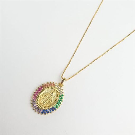 COLAR VENEZIANA PG OVAL CRAVEJADO COLOR NOSSA SENHORA 2,2CM | 45