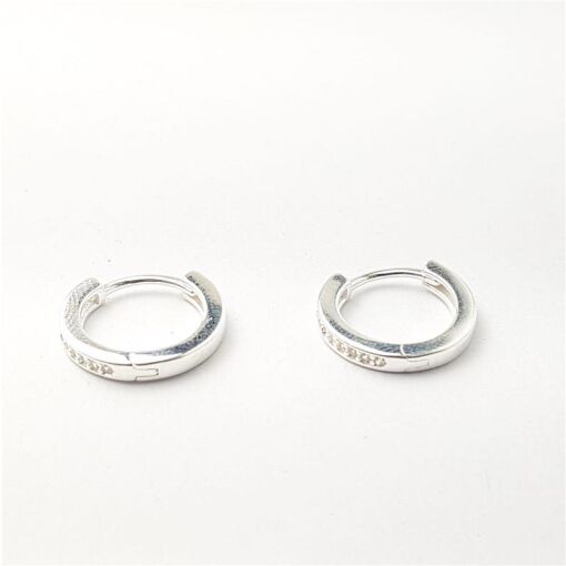 ARGOLA LISA COM FILETE CRAVEJADO |  1,4CM | PRATA 925