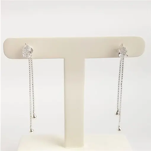 BRINCO GOTA ZIRCÔNIA CRISTAL FRANJA DUPLA | BANHO DE PRATA