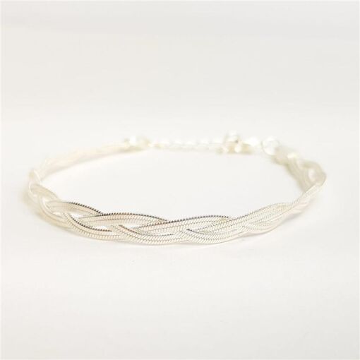 PULSEIRA 3 FIOS FITAS TRANCADAS 5MM|17+5CM| BANHO DE PRATA