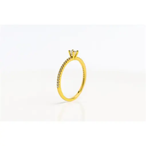 ANEL ARO FRENTE CRAVEJADO CENTRO CRISTAL 3MM | BANHADO EM OURO 1